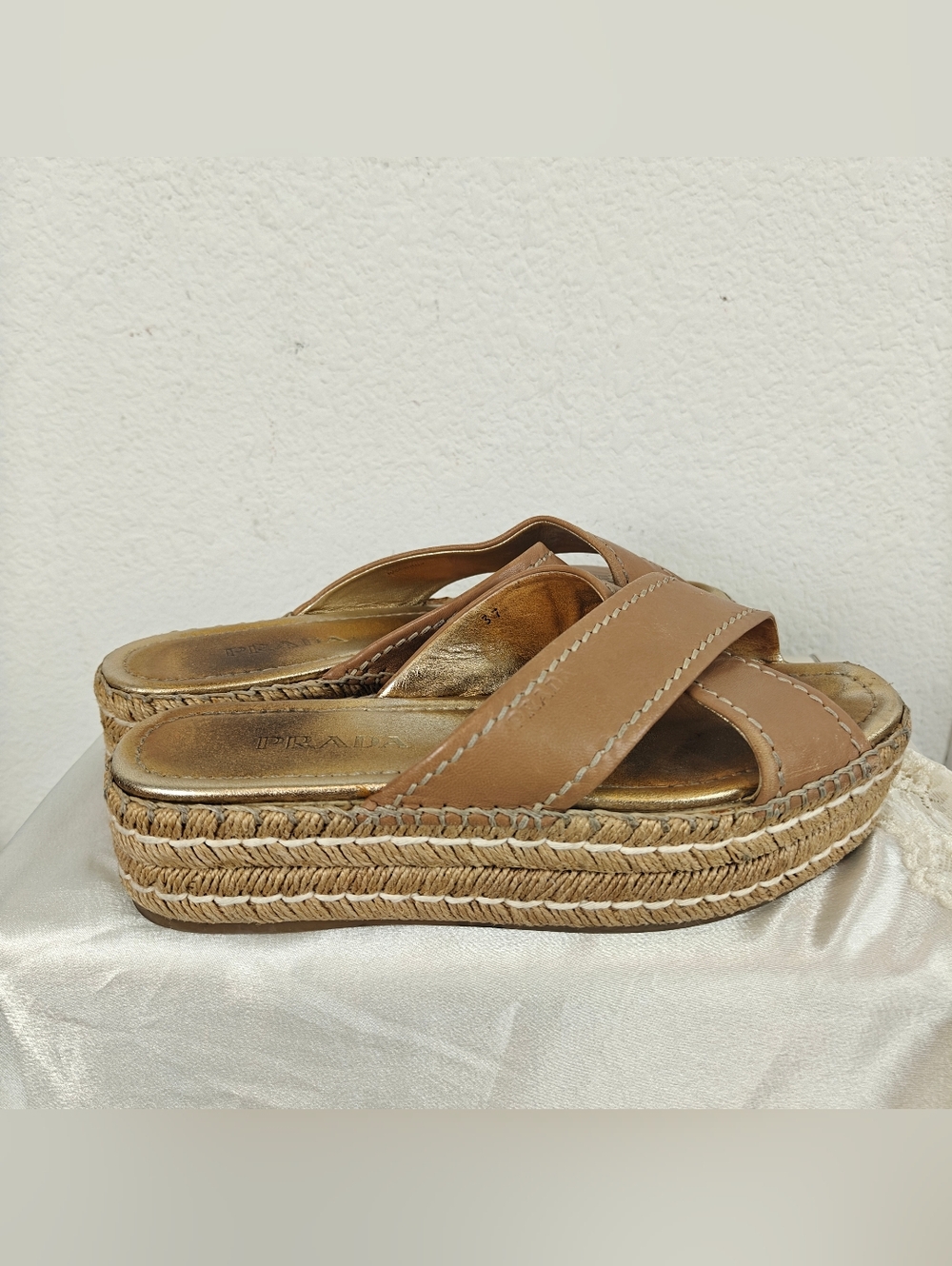 Prada Colorblock Leather Espadrille Platform Sandals | Euro Chic Statement 6.5 - Picture 5 of 13